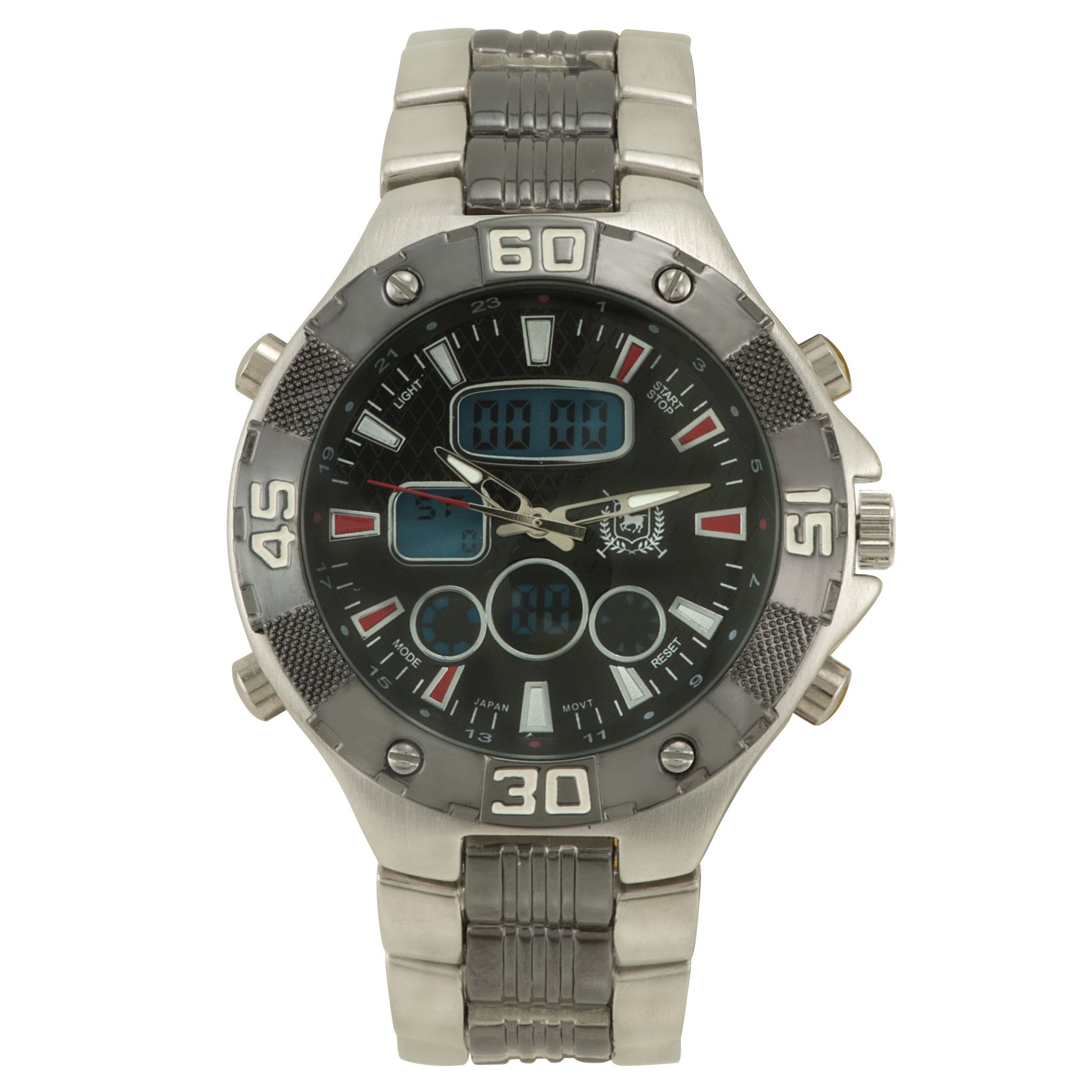 THRE3 by U.S. Polo Assn. Men's Calendar Day/Month/Date Watch with Black Dial and ST/Gunmetal Band at Kmart.com