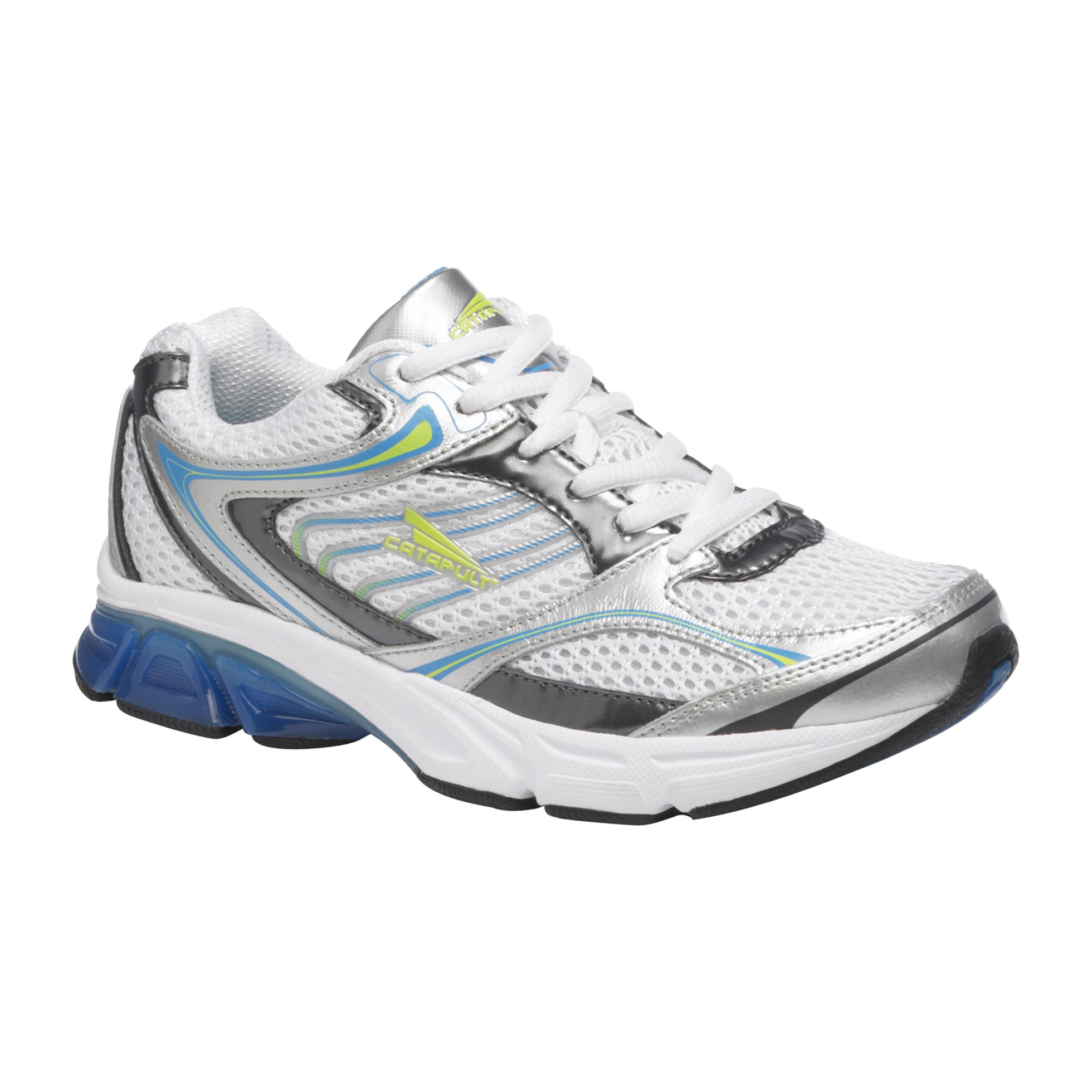 CATAPULT Women s Paula Leather Lace-Up Running Shoe - Blue White Lime