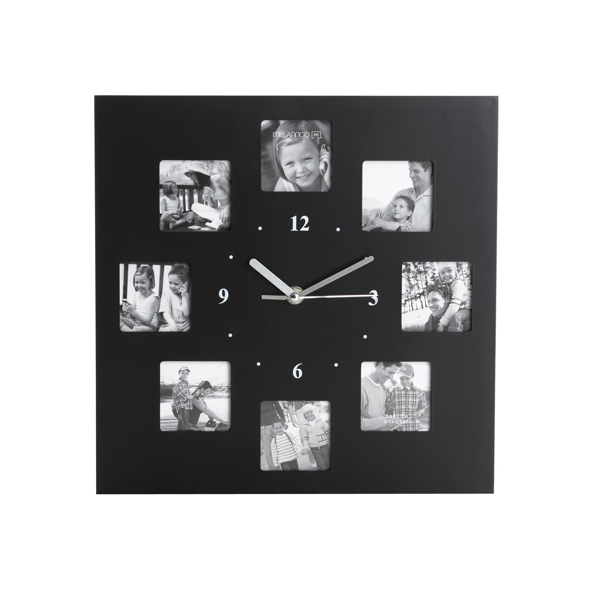 12 in. Photo Clock with 8 Photo Openings