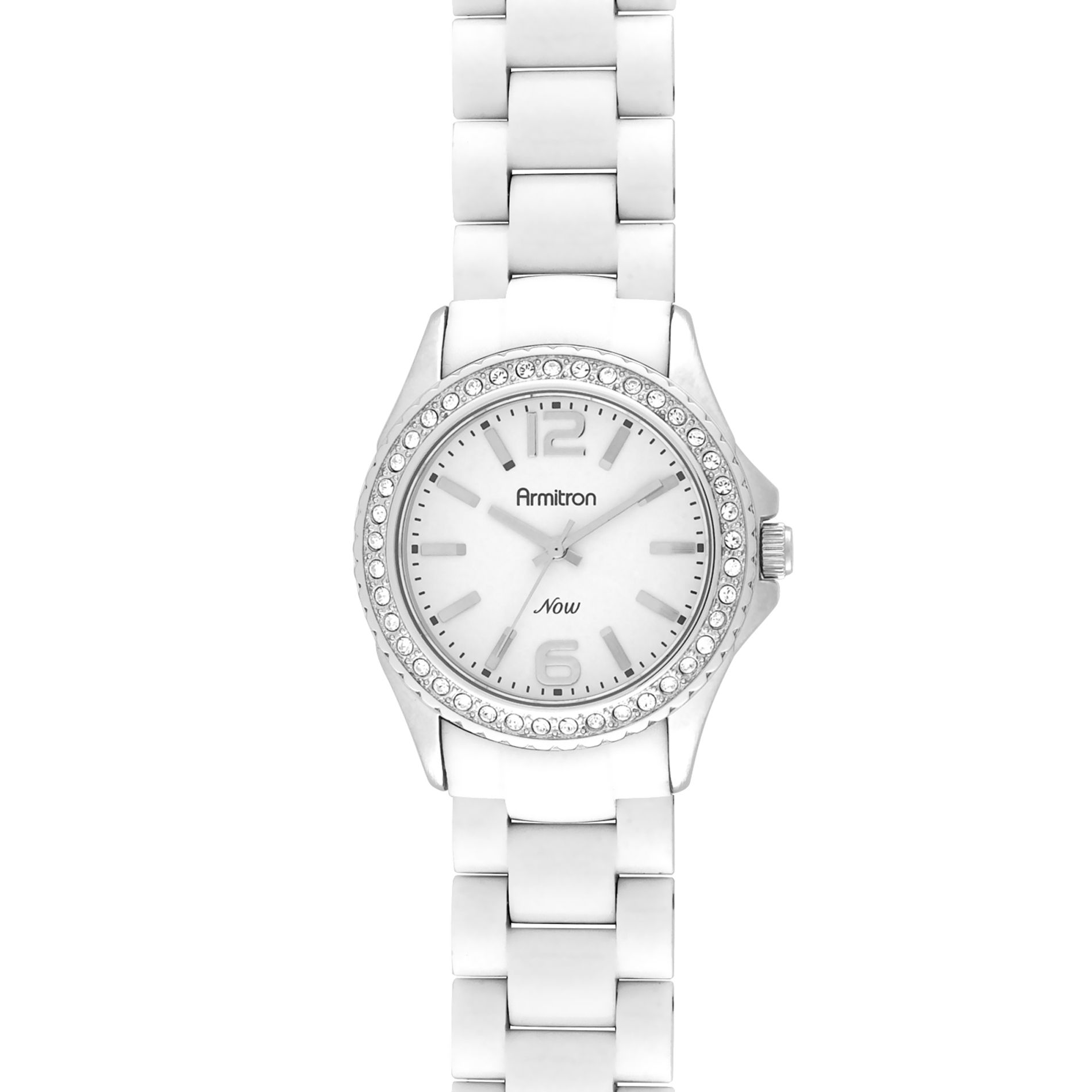 Ladies Dress Watch w/Crystal Accent ST Case, White Dial and NOW Resin Band