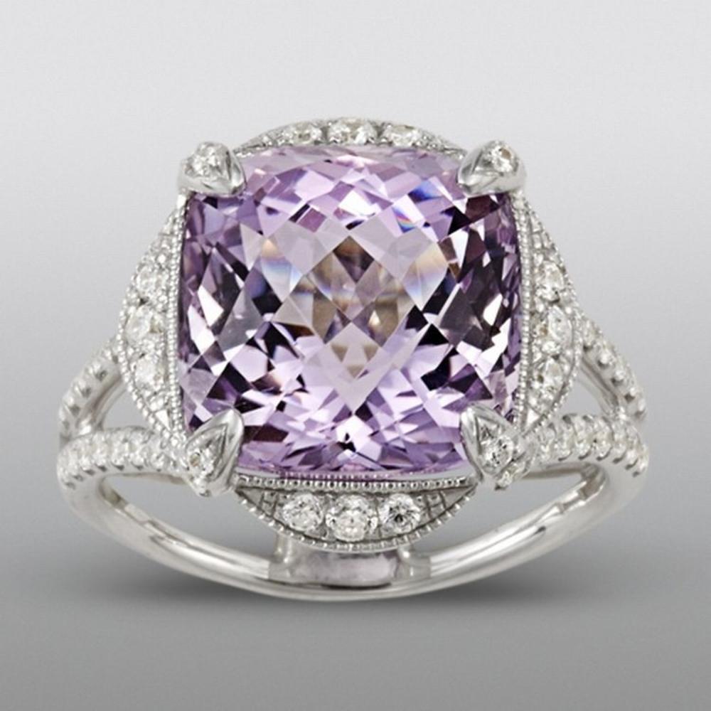 Amethyst Ring with Simulated Diamonds