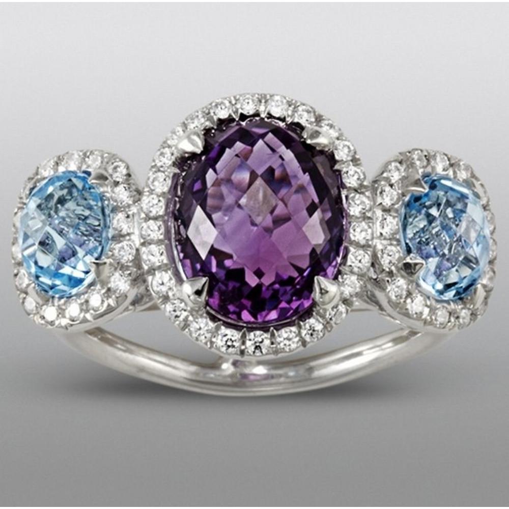 Amethyst and Blue Topaz Ring