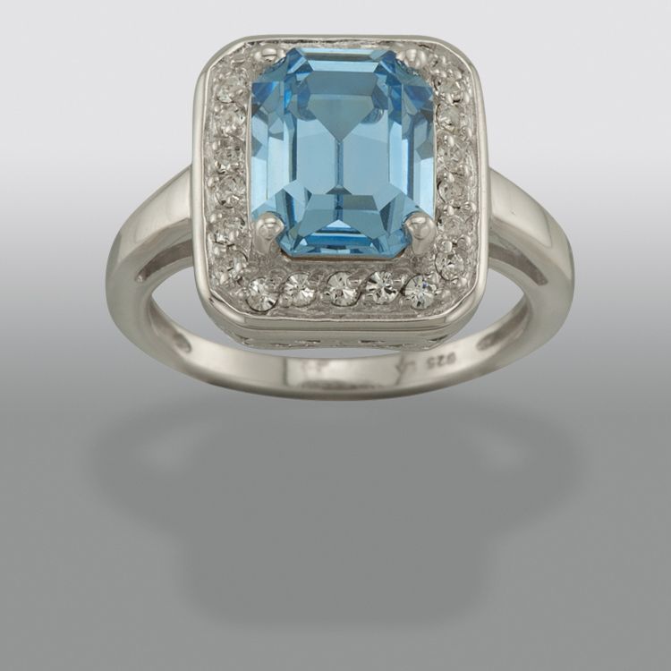Genuine Swarovski Aqua Crystal Ring
