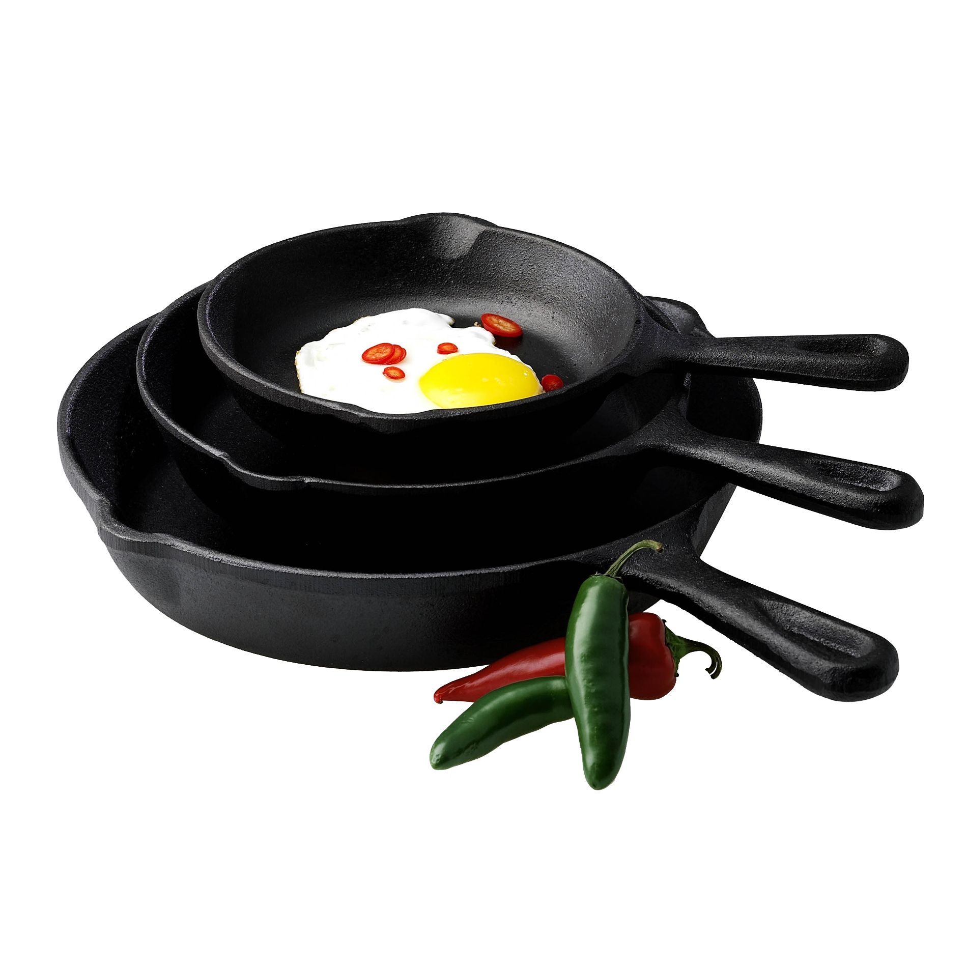 Basic Essentials 3Pc Cast Iron Fry Pan Set