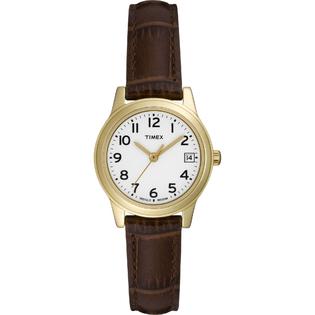gold watch brown strap