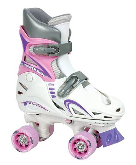 Chicago Girls Adjustable Quad - Small White and Pink