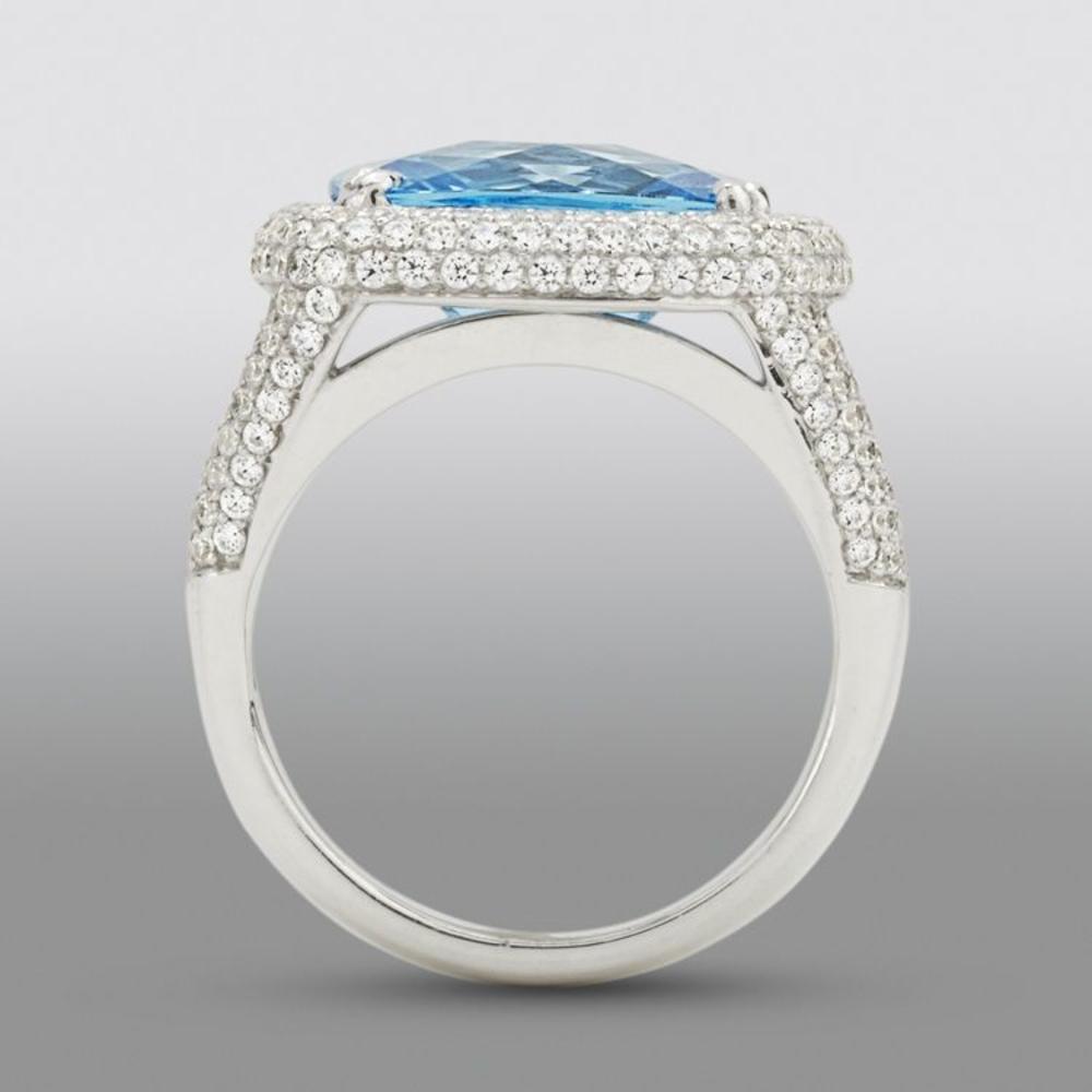 Blue Topaz Ring with Simulated Diamonds