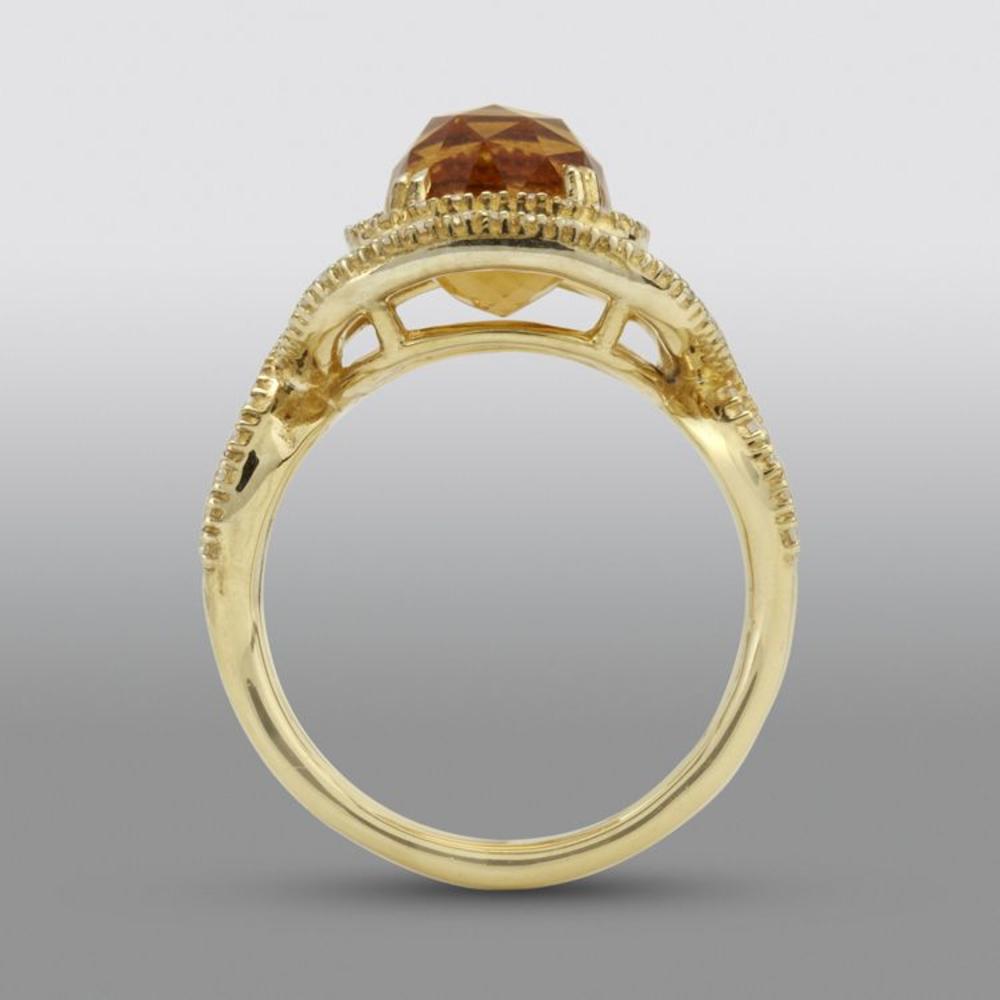 Citrine Ring with Simulated Diamonds