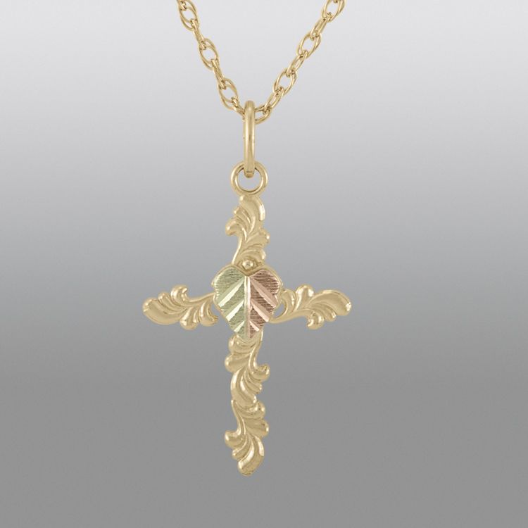Black Hills Gold Tricolor 10K Cross Pendant at mygofer.com