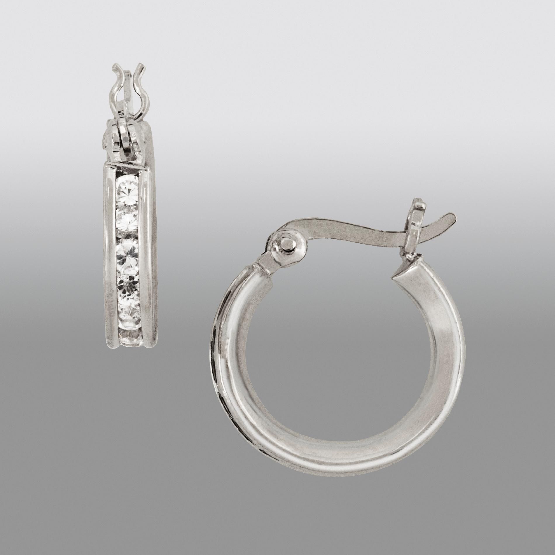 Cubic Zirconia 15 MM All Around Hoop Earing in Sterling Silver at Sears.com
