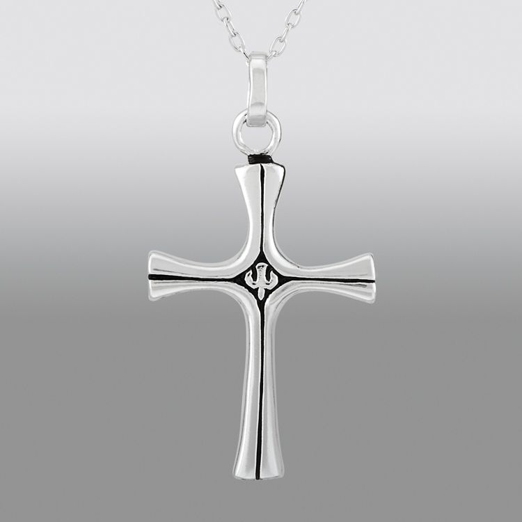 Slim Ribbed Oxidized Cross Pendant in Sterling Silver at Sears.com