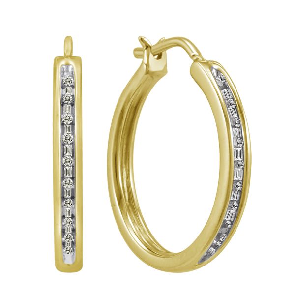1/10 Cttw Diamond 14k Gold Over Silver Channel Hoop Earrings at Kmart.com