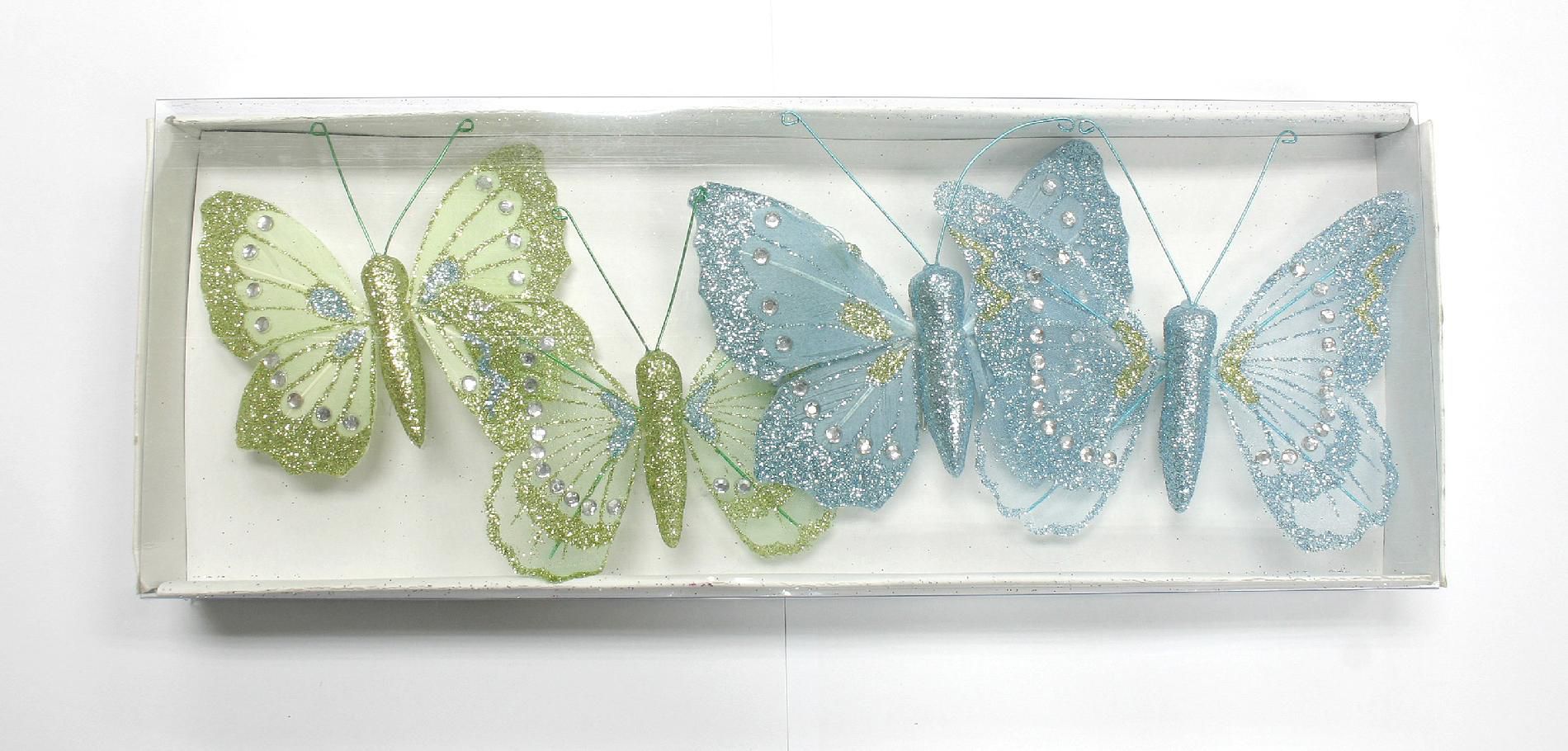 Jaclyn Smith Midnight Clear 4pc Butterflies Ornament Set