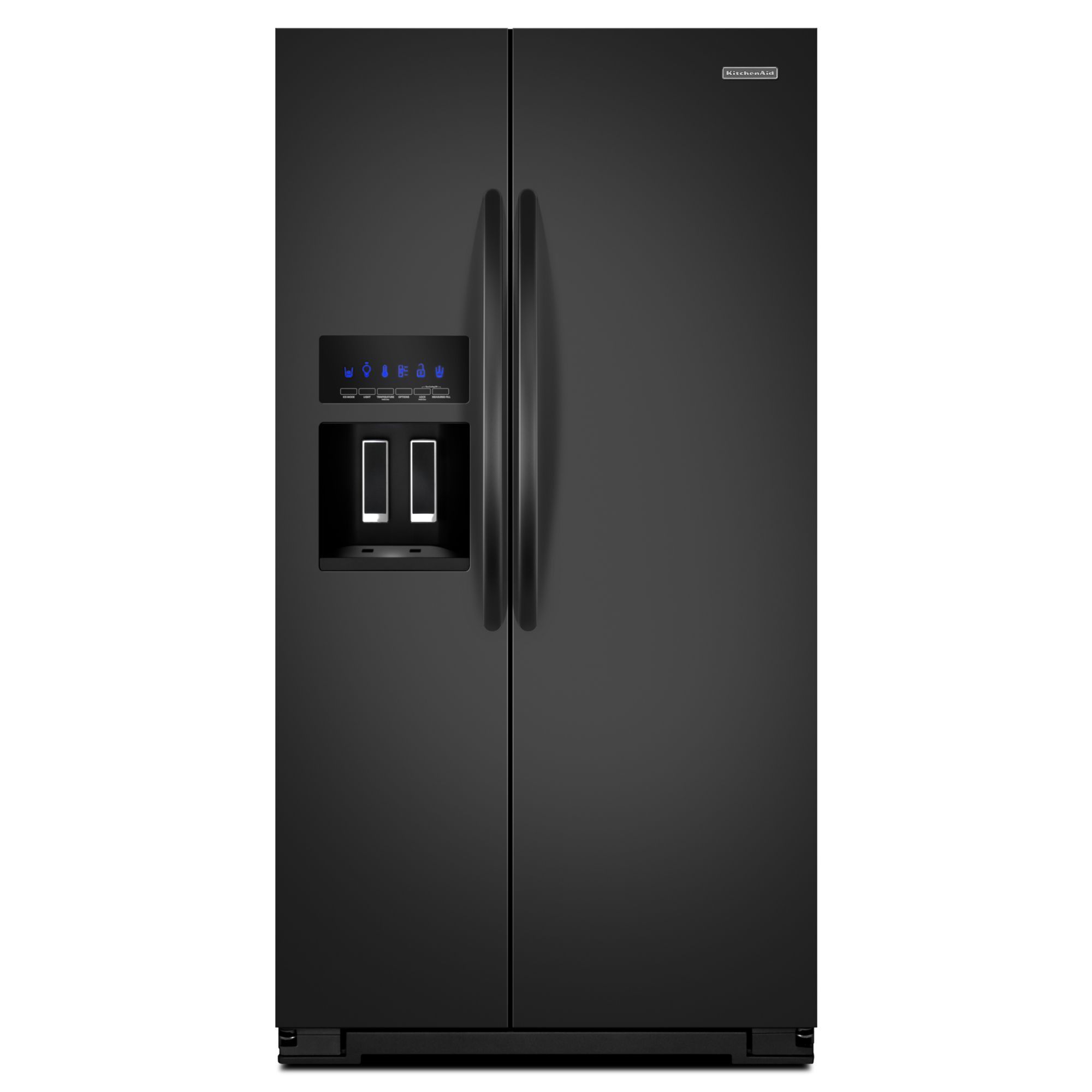 KitchenAid 26.4 cu. ft. Side-by-Side Refrigerator w/ Flush Dispenser Design - Black