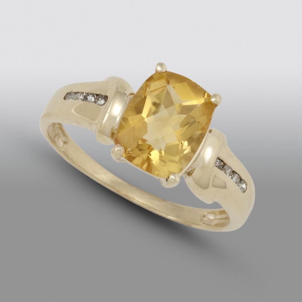 Citrine and Diamond Accent Ring. 10K Yellow Gold_in Size 7