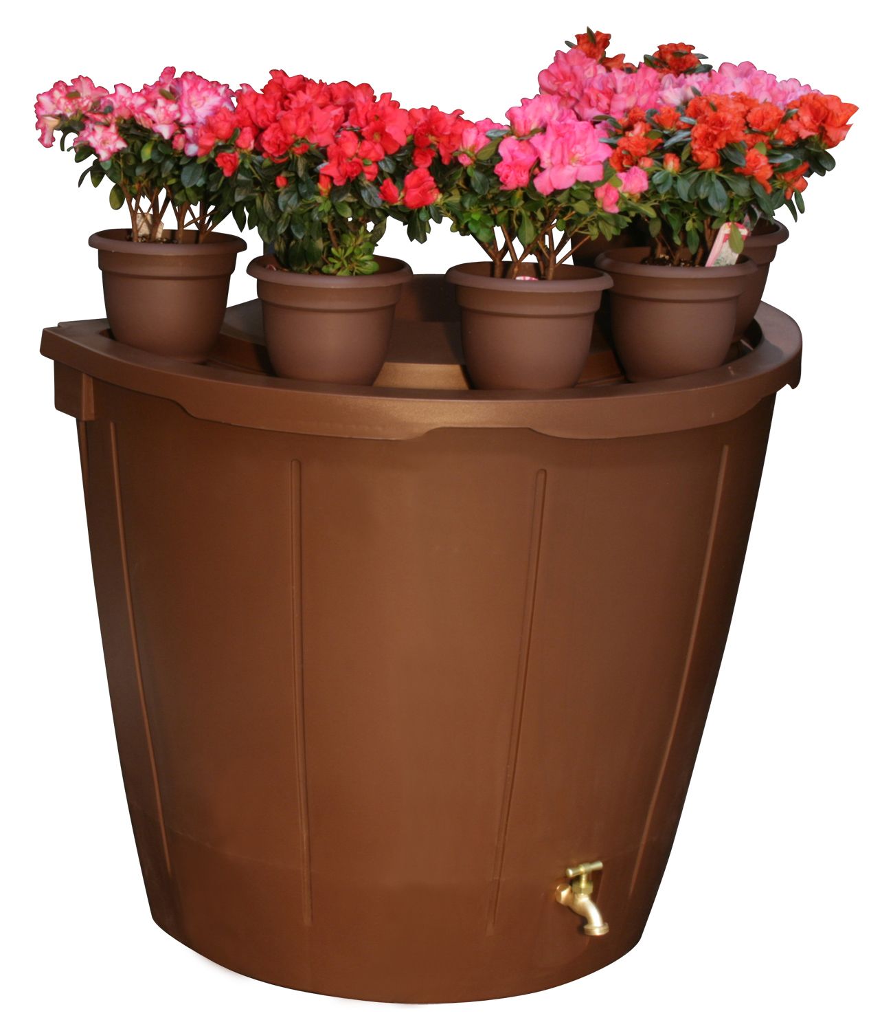 Koolscapes 50 Gallon Decorative Rain Barrel with 5 planter pots