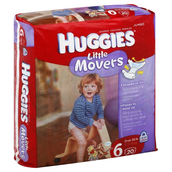 Huggies Little Movers Diapers, Size 6 (Over 35 lb), Disney Winnie the Pooh, Jumbo 20 diapers at mygofer.com