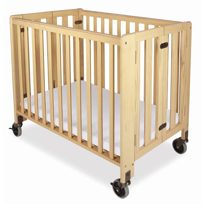 Foundations HideAway Folding, Fixed Side, Full Size Crib Natural