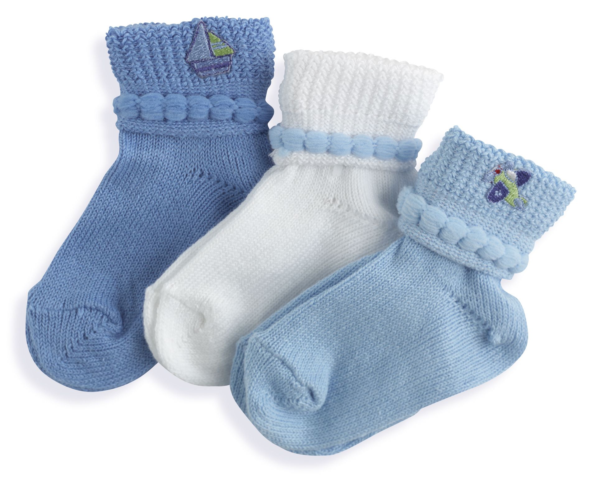 Little Wonders Newborn Boy's 6 Pack Assorted Terry Cuff Socks Size 03