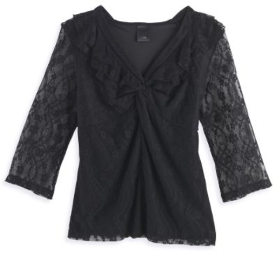 3/4 Sleeve Lace Ruffle Front