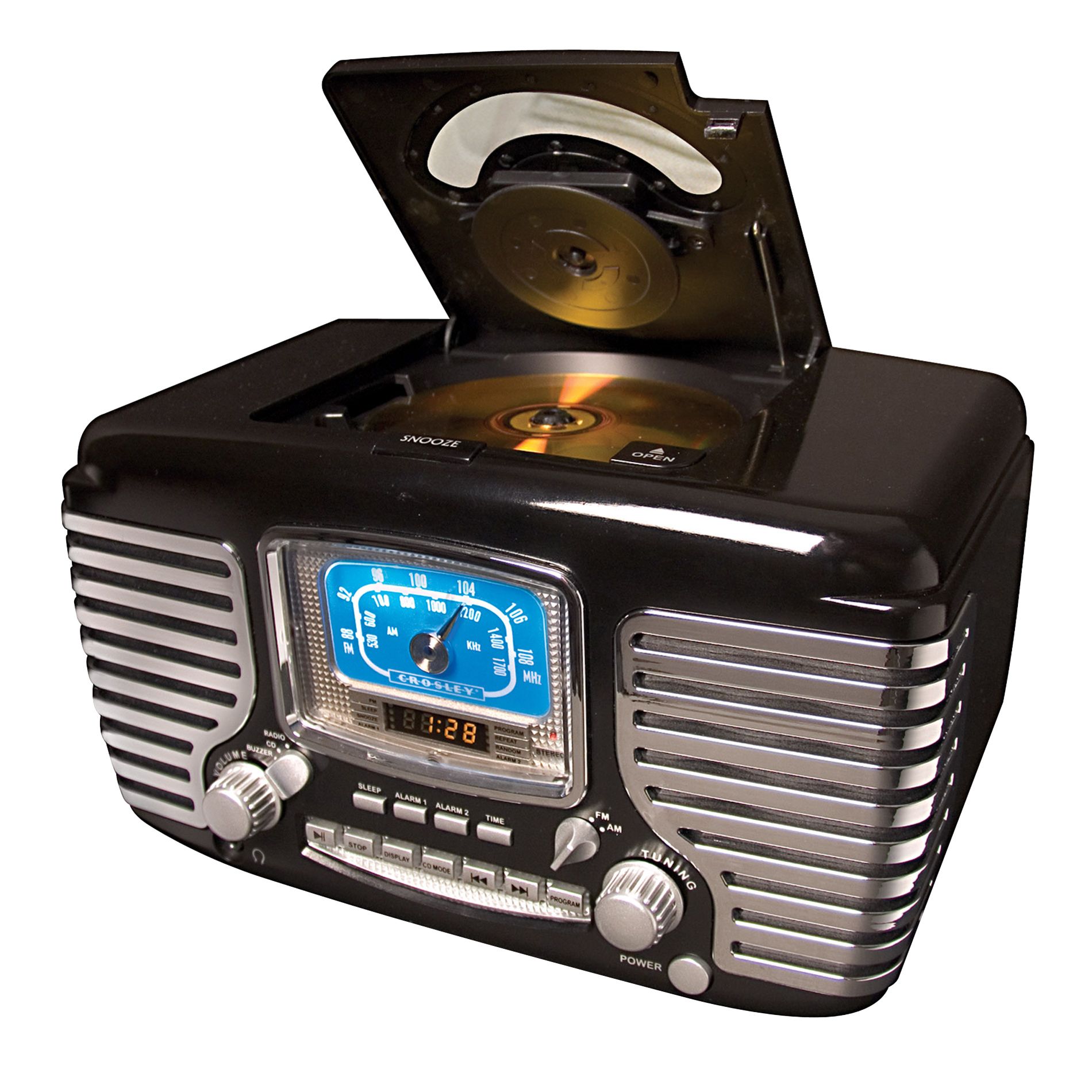 Crosley Corsair Clock Radio with CD Player & AM/FM Radio, Black