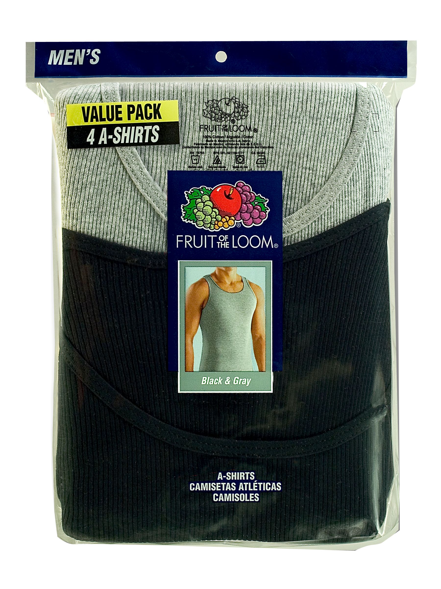 Fruit of the Loom Men's A-shirt - Black/Gray 4 pack at Kmart.com