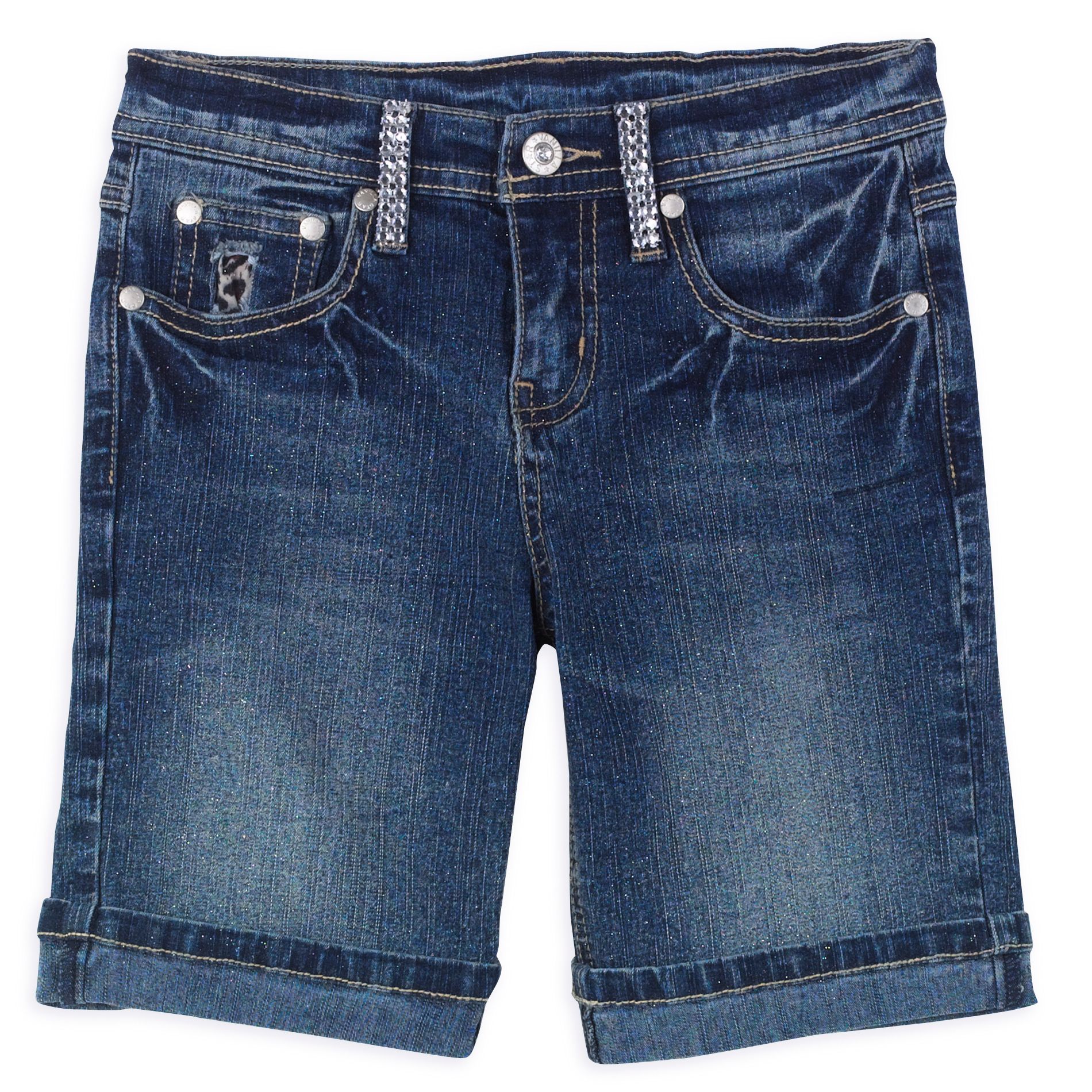 Vanilla Star Girl's 7-16 Denim Cuffed Bermuda with Button Back Flap Pockets at Kmart.com