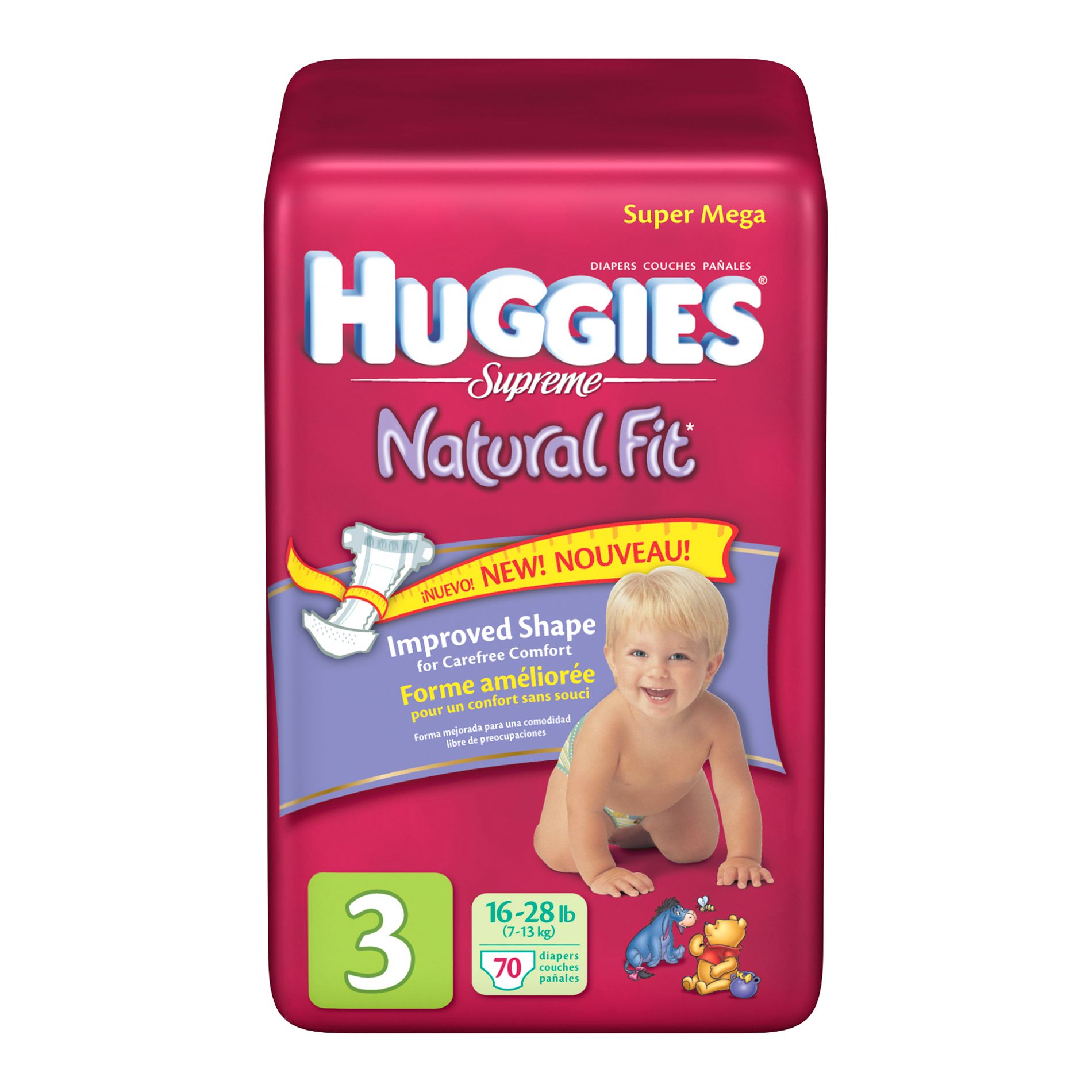 Huggies Supreme Natural Fit Diapers, Size 3 (16-28 lb), Super Mega, 70 diapers at Kmart.com