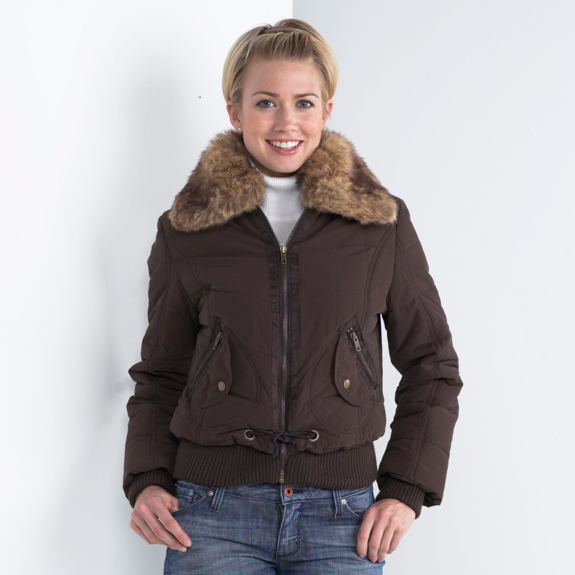 Colebrook Faux Fur Trim Collar with Tie Front at Sears.com