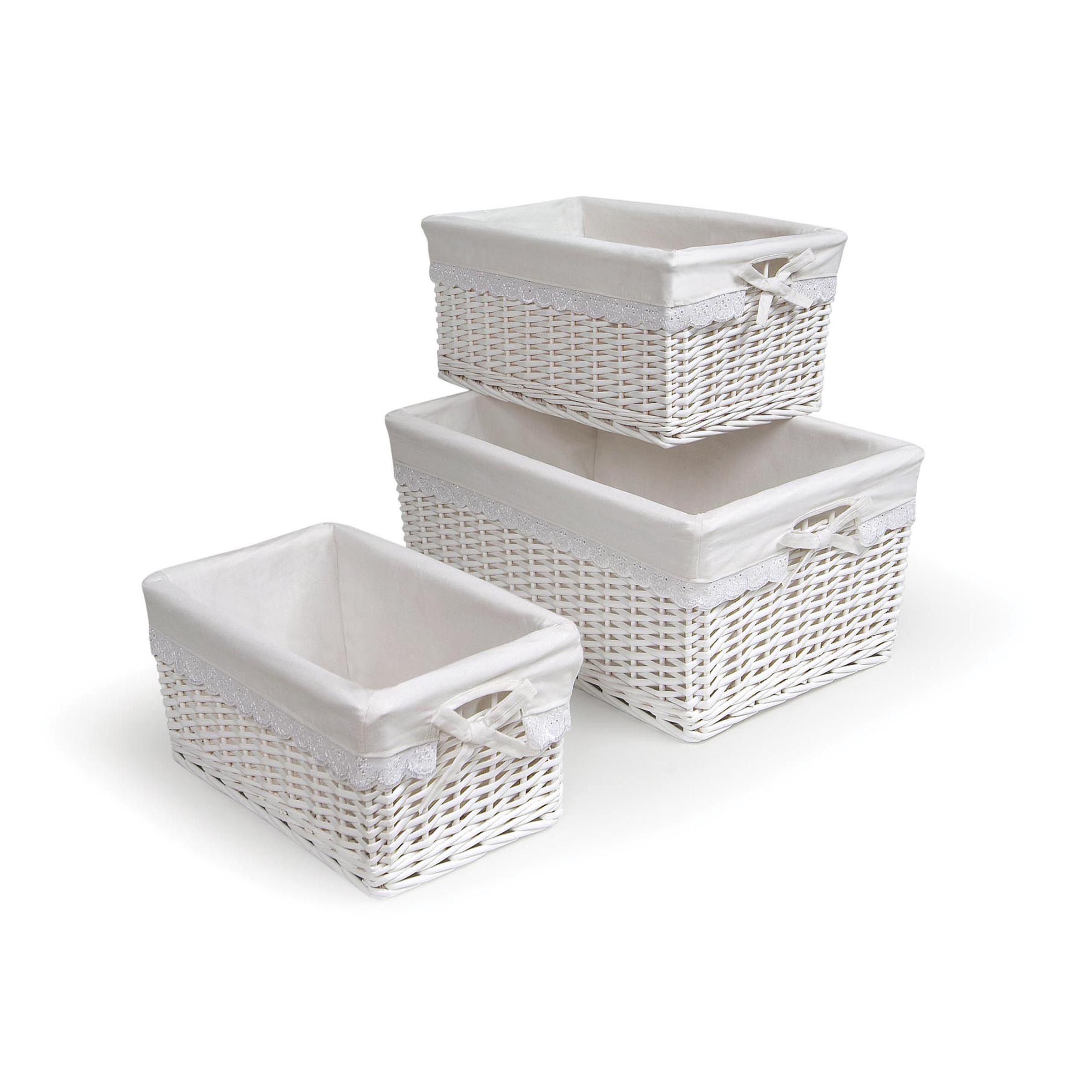 Badger Basket White Three Basket Set with Liners - Baby 