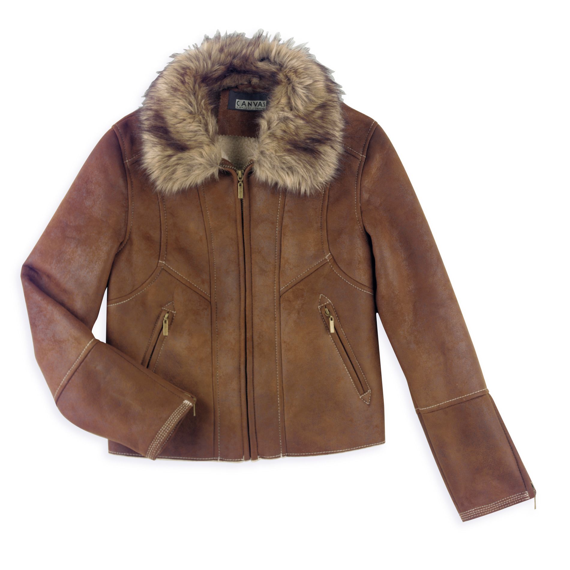 Canvas Faux-Shearling Bomber Jacket at Sears.com