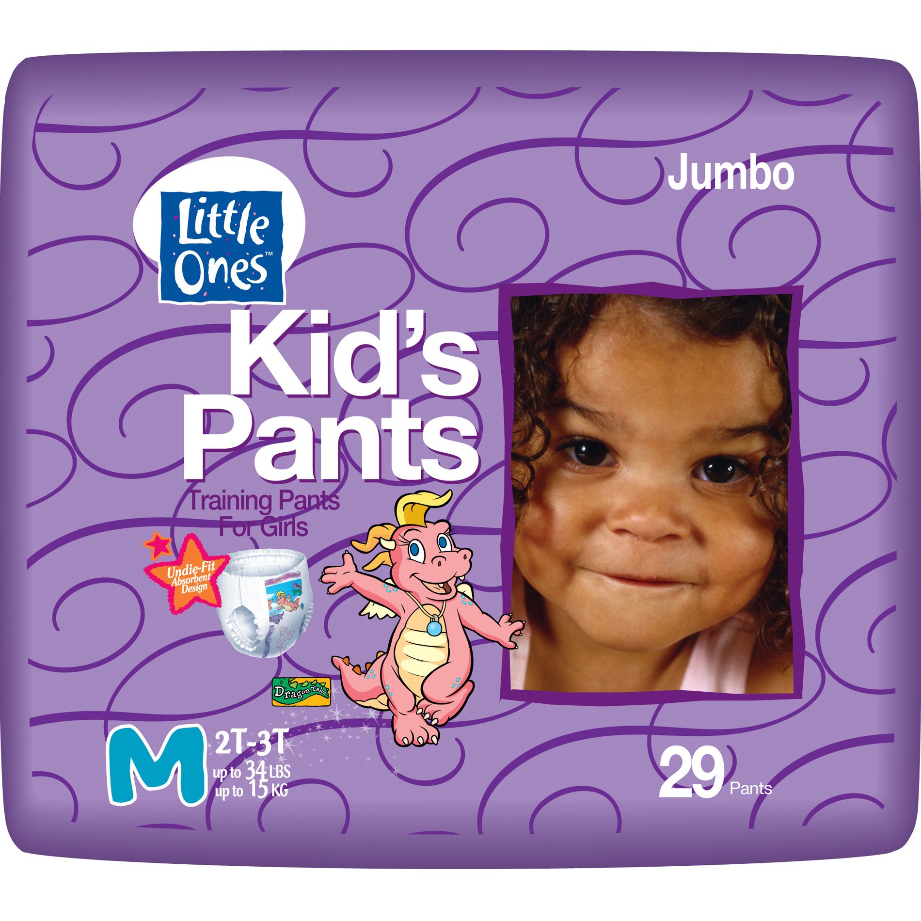 Little Ones Kid's Pants Training Pants For Girls, M, Size 2T-3T (upto 34 lb), Dragon Tales, Jumbo, 29 pants at Kmart.com