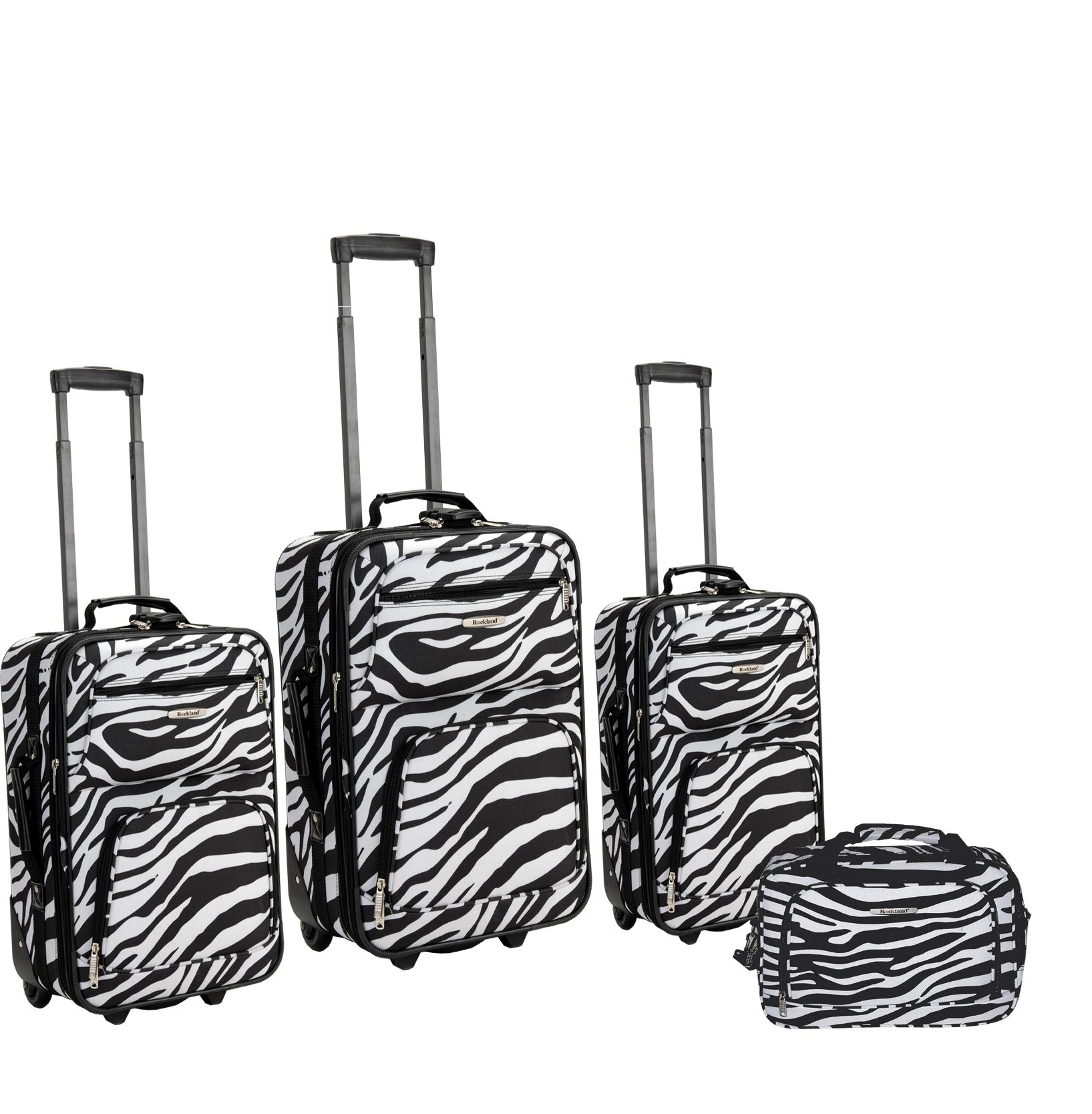 U.S. Traveler Fashion 4 piece Spinner Luggage Set, Purple Zebra Print