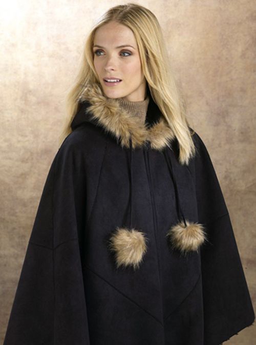 Excelled Faux Shearling Cape - BLACK at Kmart.com