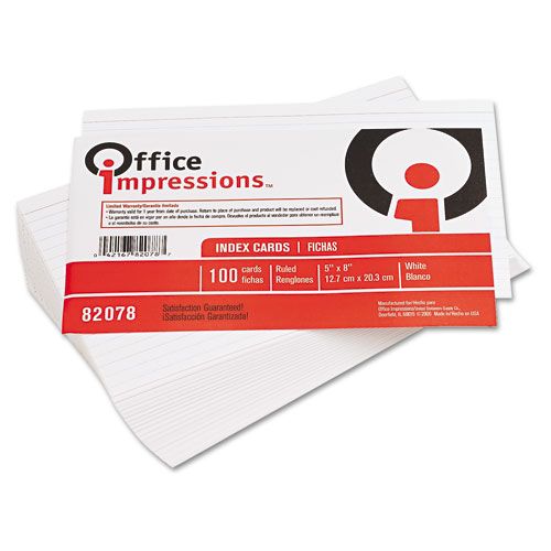 Office Impressions Ruled Index Cards, 5 x 8, White, 100 per Pack at Sears.com