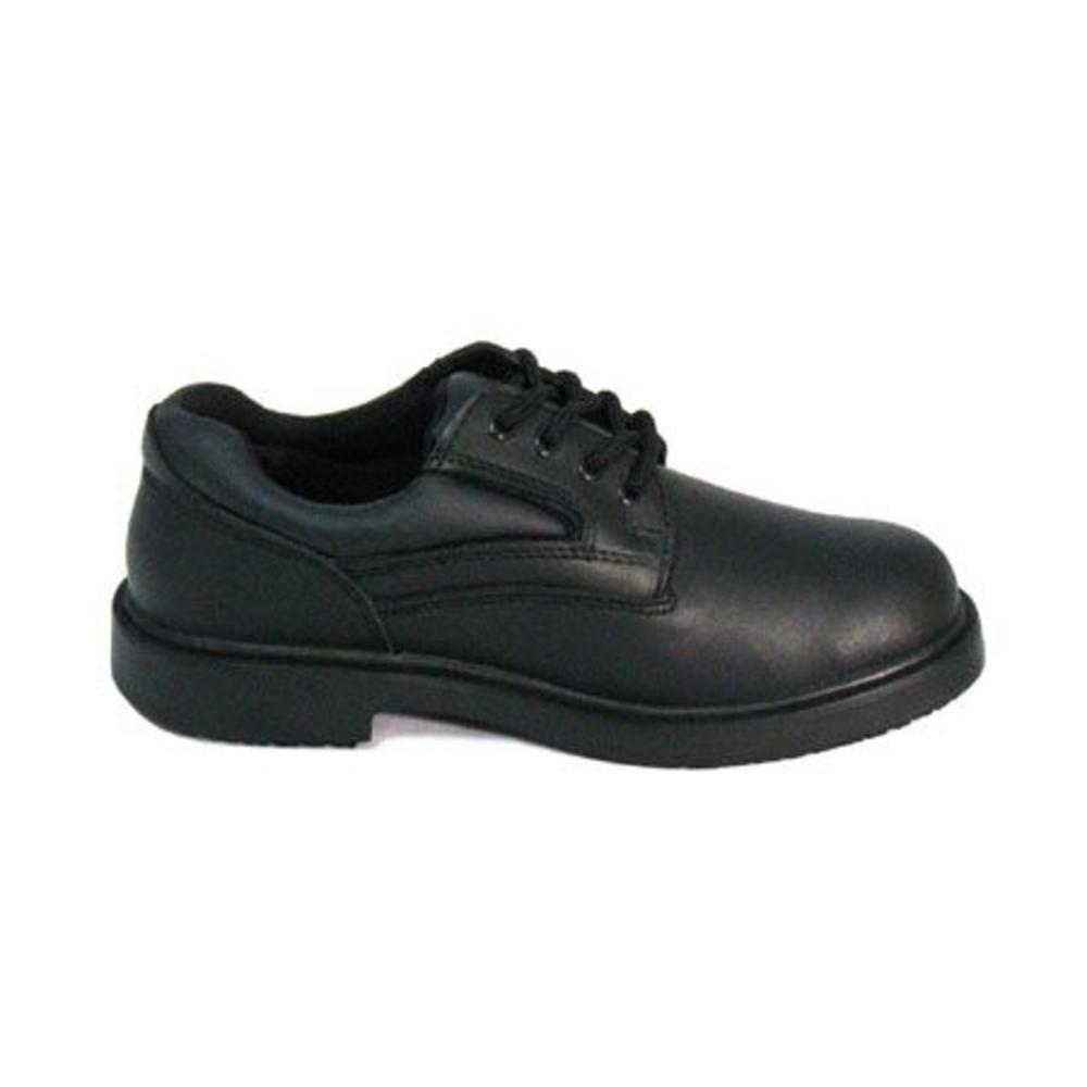 Women Slip-Resistant Blucher Work Shoes #720 Black Leather