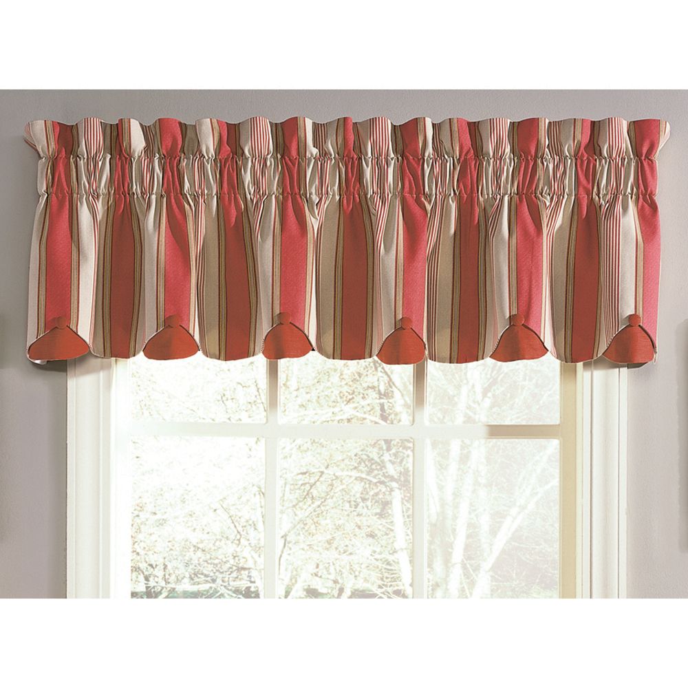 Waverly Yacht Club Stripe Crimson 80"x15" Double Scallop  Window Valance at Sears.com
