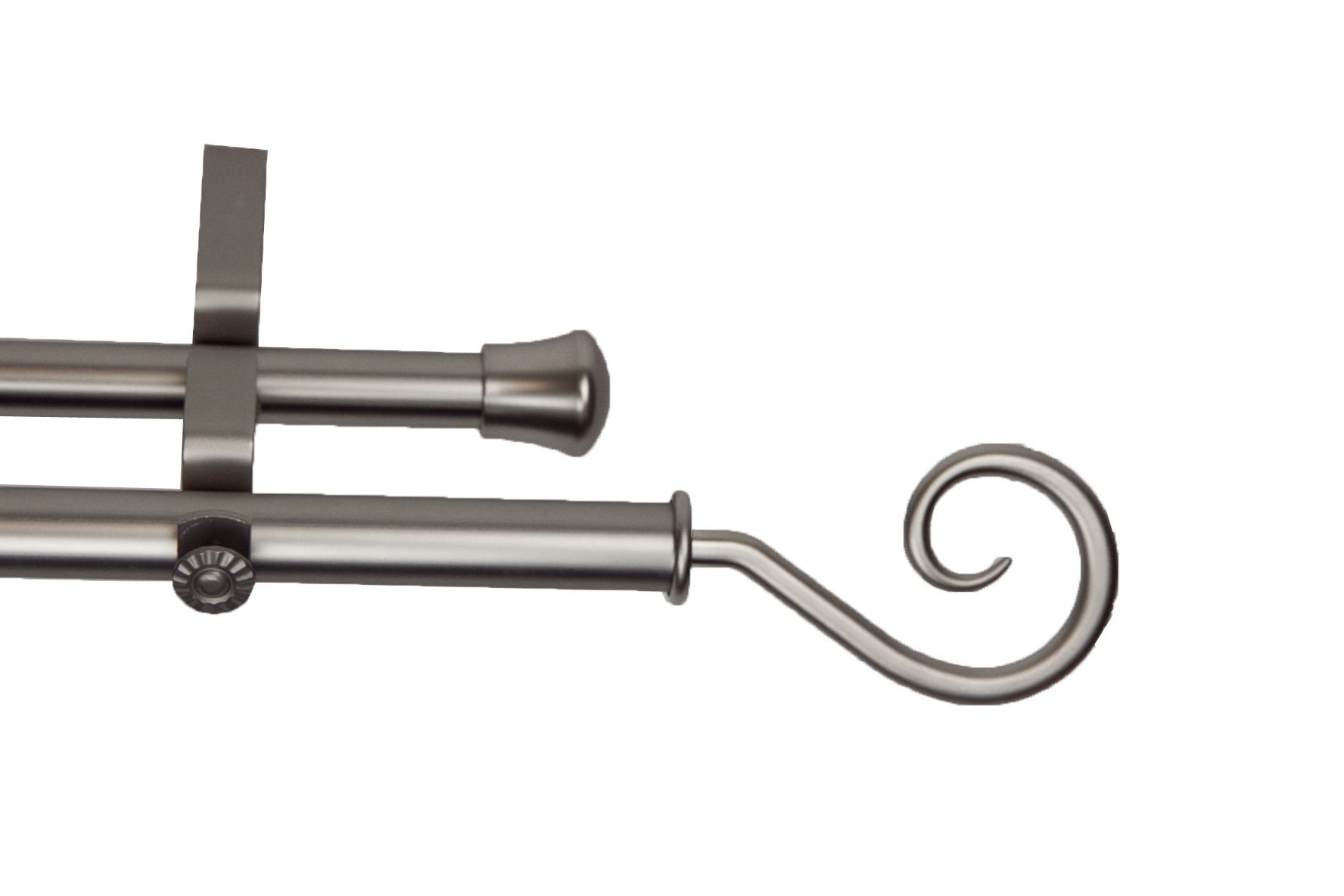 Rod Desyne 20S28D Decorative 3/4" Drapery Double Rod   28" -  48" w/ Curl Finials - Satin Nickel at Sears.com