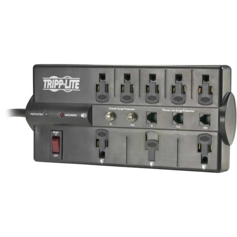 Tripp Lite TLP-808TELTV 8-Outlet Surge Suppressor With Phone/TV Protection - 3500 Joules, 1 Coaxial An