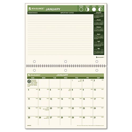 Recycled Monthly Desk/Wall Calendar