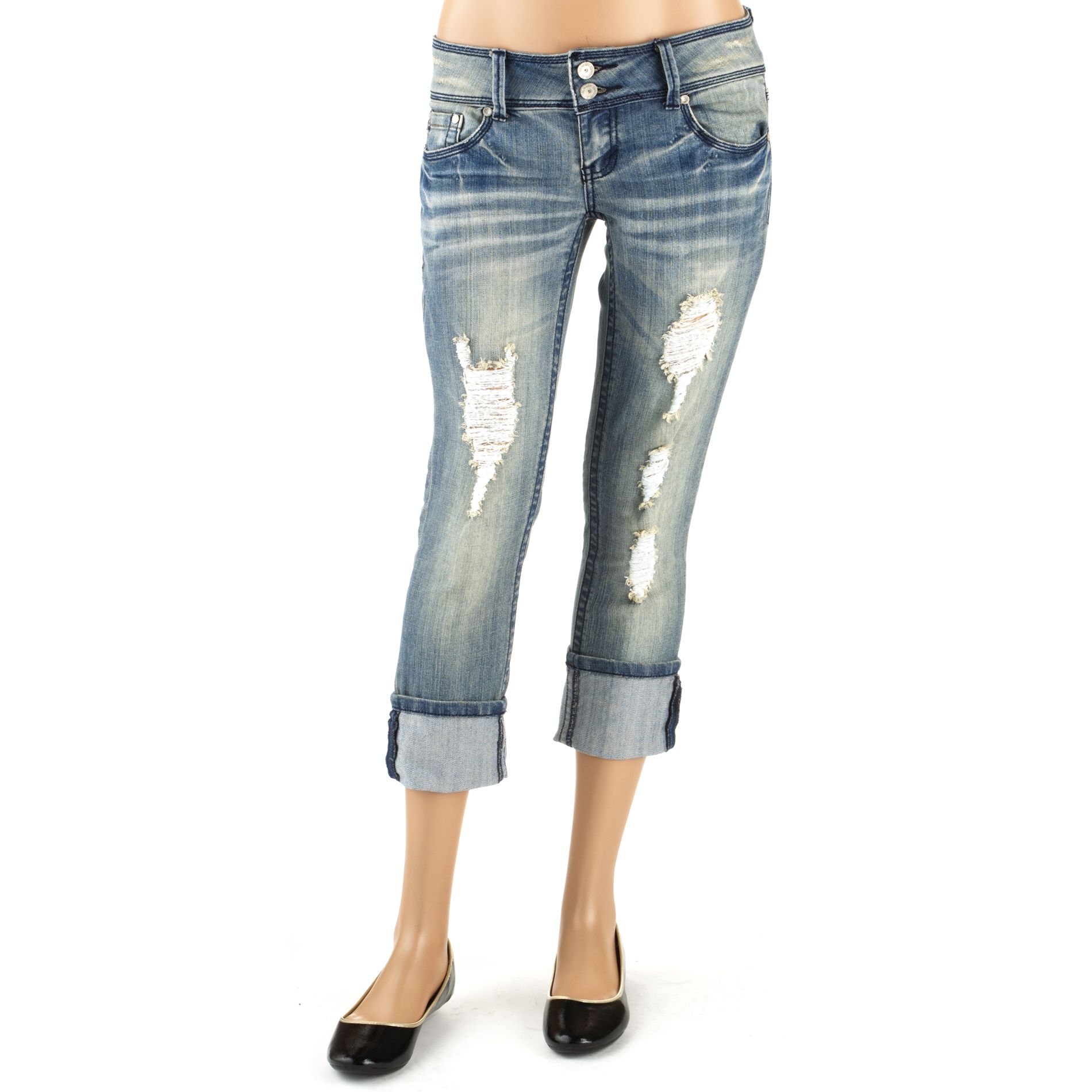 Almost Famous Women's Destructed Capri Jean at Kmart.com