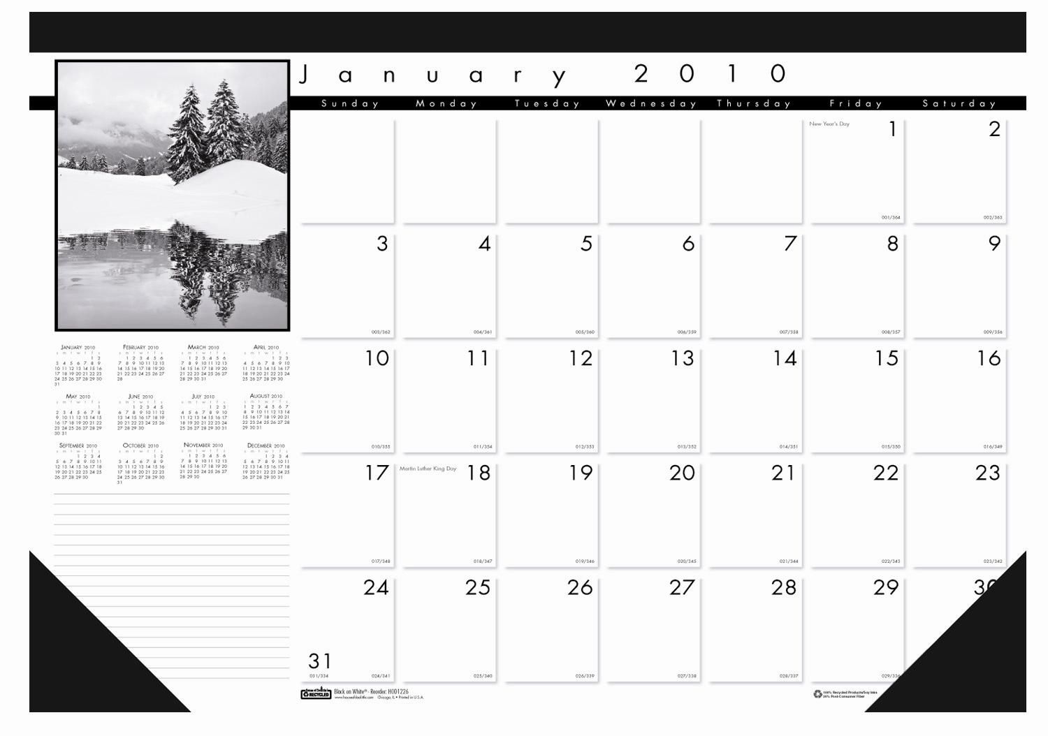 Black-and-White Photo Monthly Desk Pad Calendar