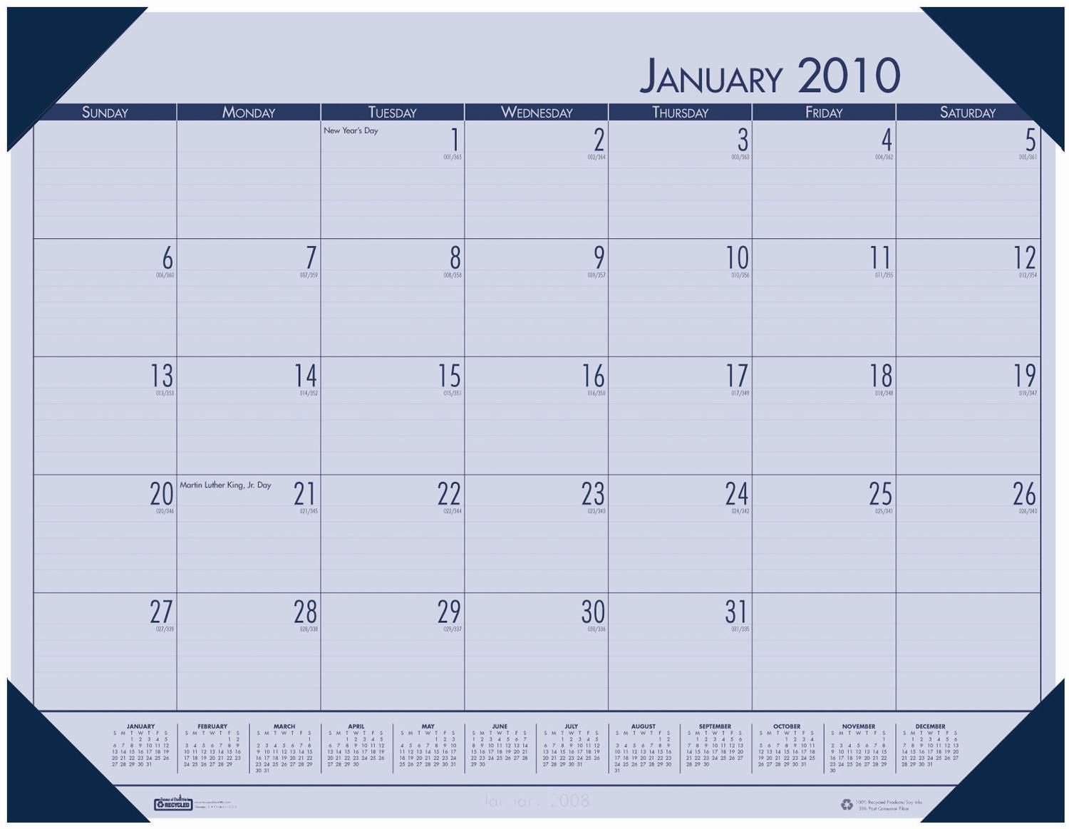EcoTones Monthly Desk Pad Calendar