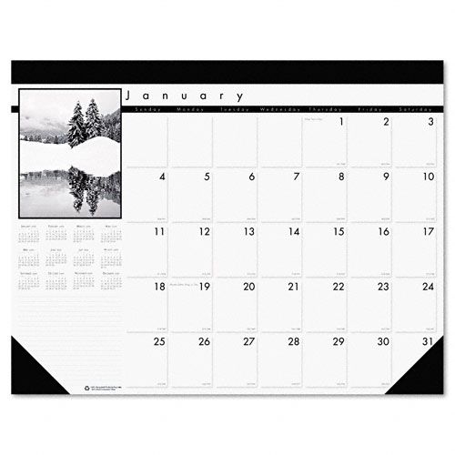 Black-and-White Photo Monthly Desk Pad Calendar