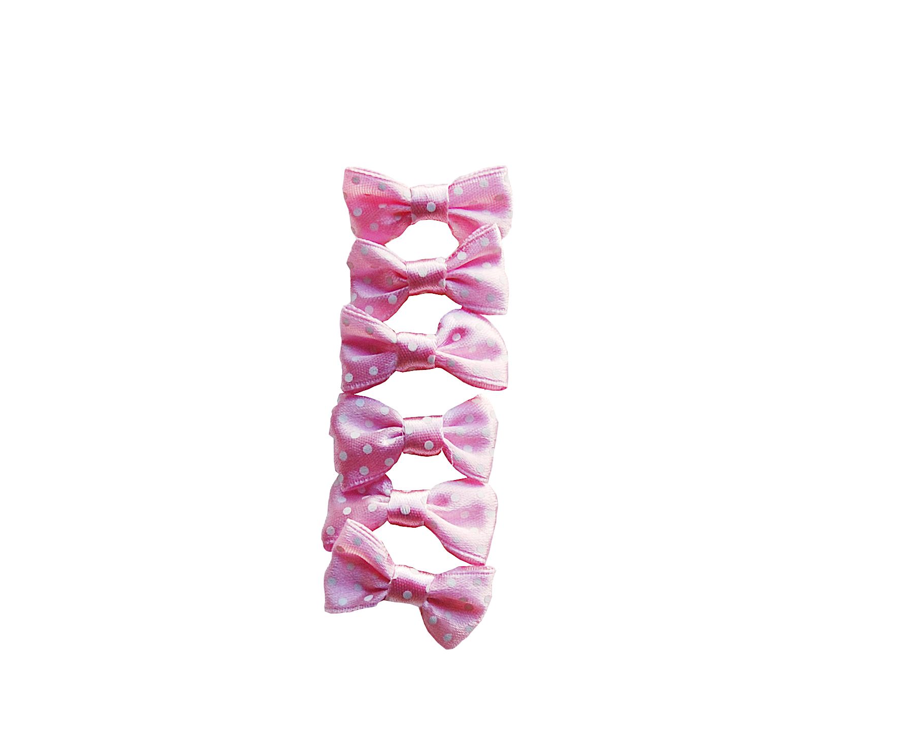 Pink Satin Polka Dot Dog Bow Barrettes - 6