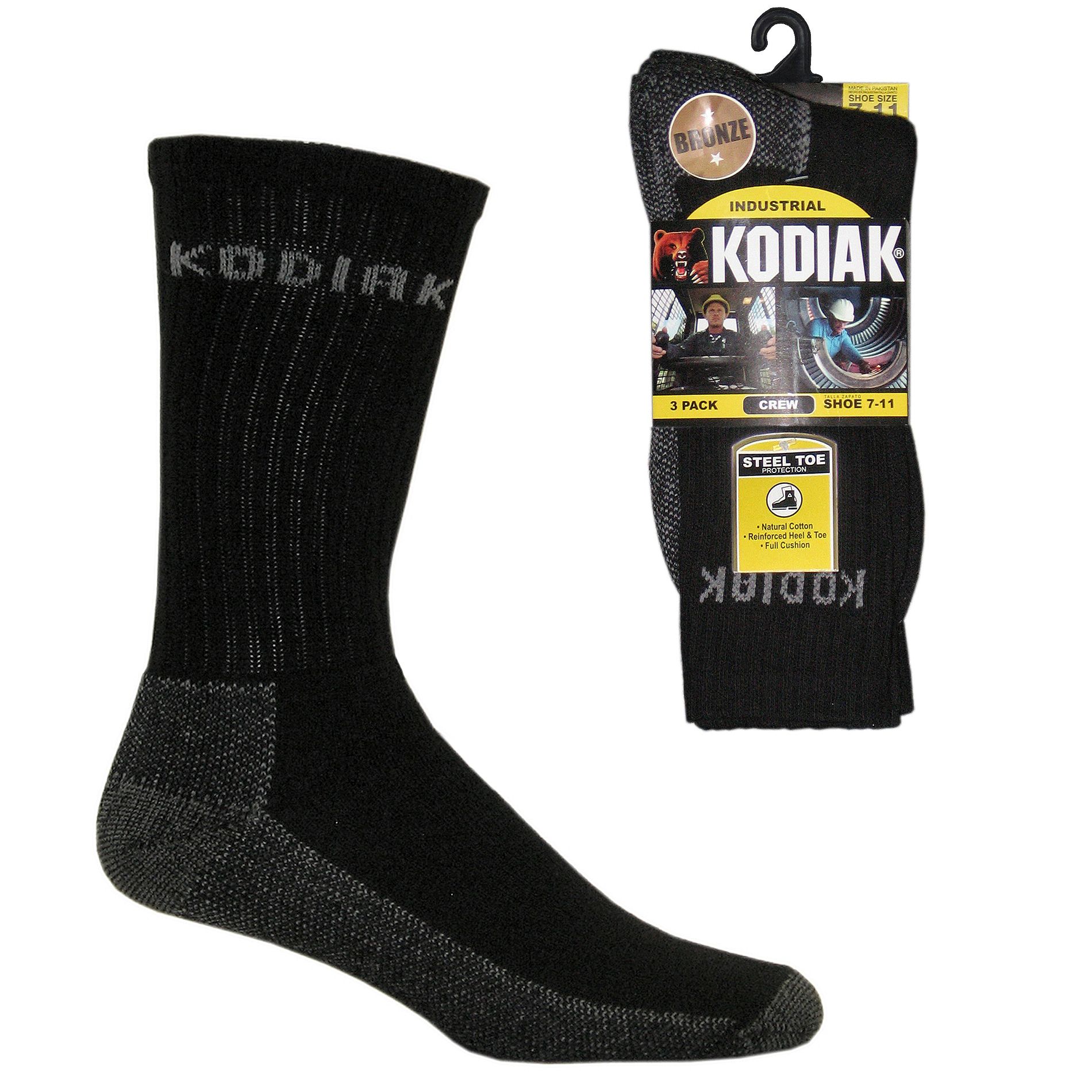 Kodiak Men's Steel Toe Protection Crew Sock -  3 Pair Pack at Kmart.com