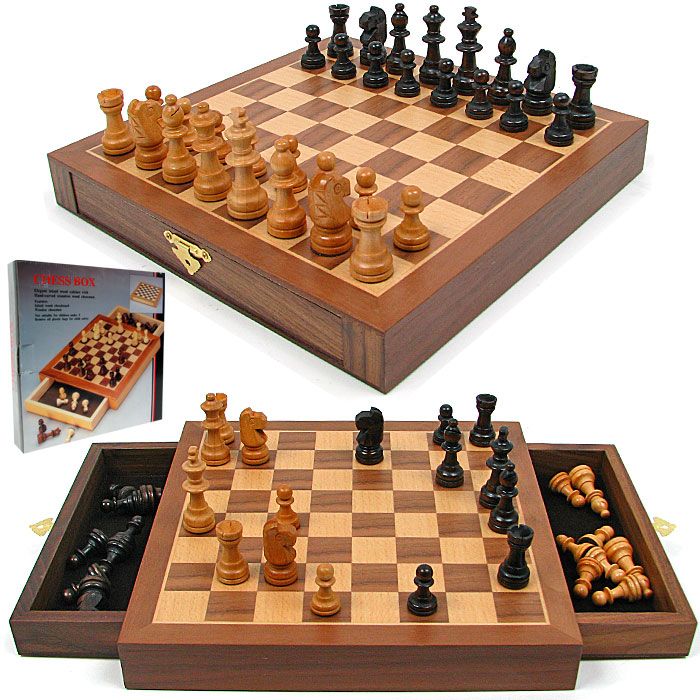 Trademark Games Inlaid Walnut style Wood Cabinet w/ Staunton Wood Chessmen at Kmart.com