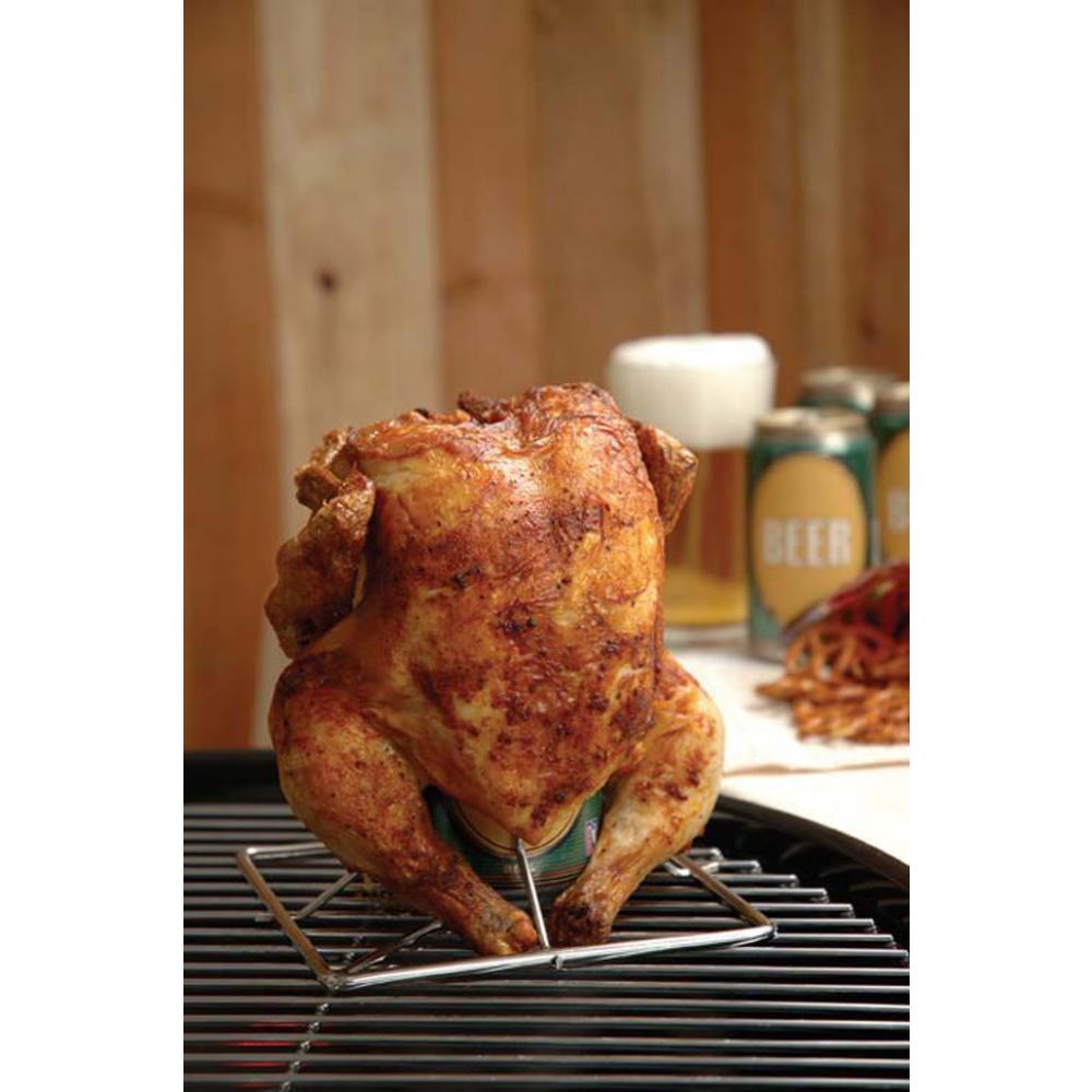 Charcoal Companion Stainless Folding Beer Can Chicken Rack
