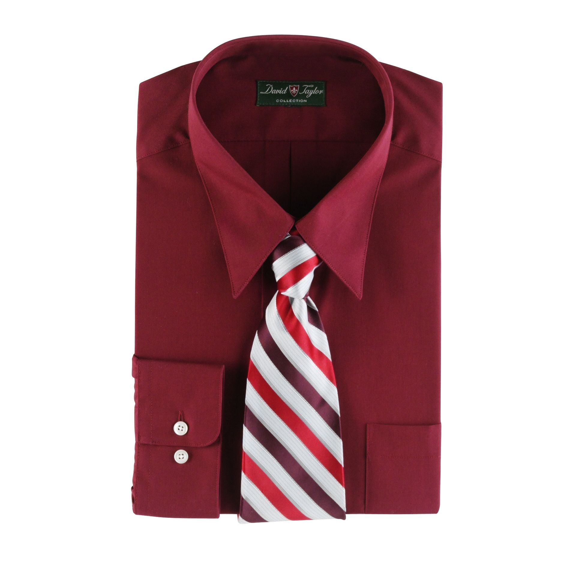 David Taylor Men's Dress Shirt with Striped Tie at Kmart.com