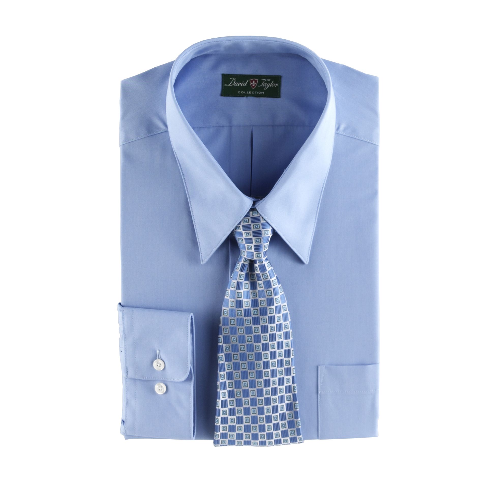 David Taylor Collection Men's Dress Shirt with Square Pattern Tie at mygofer.com